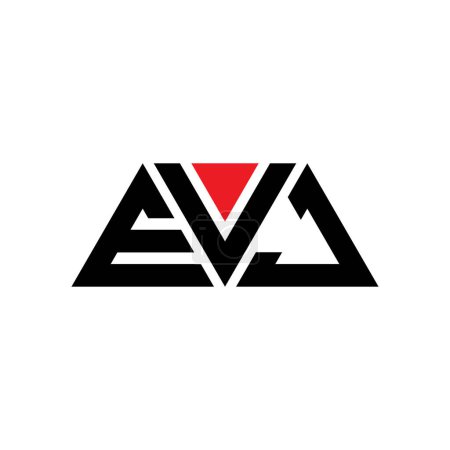 Illustration for EVJ triangle letter logo design with triangle shape. EVJ triangle logo design monogram. EVJ triangle vector logo template with red color. EVJ triangular logo Simple, Elegant, and Luxurious Logo. EVJ - Royalty Free Image