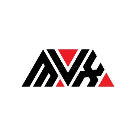 Ilustración de Diseño del logotipo de la letra del triángulo MVX con forma de triángulo. Monograma de diseño del logotipo del triángulo MVX. Plantilla de logotipo de vector de triángulo MVX con color rojo. Logo triangular MVX Logotipo simple, elegante y lujoso. MVX - Imagen libre de derechos