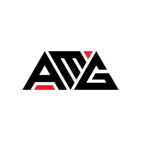 Illustrazione per AMG triangolo lettera logo design con forma a triangolo. Monogramma di progettazione logo triangolo AMG. Modello logo vettoriale triangolo AMG con colore rosso. Logo triangolare AMG Logo semplice, elegante e lussuoso. AMG - Immagini Royalty Free