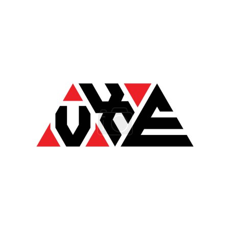 Illustration for VXE triangle letter logo design with triangle shape. VXE triangle logo design monogram. VXE triangle vector logo template with red color. VXE triangular logo Simple, Elegant, and Luxurious Logo. VXE - Royalty Free Image