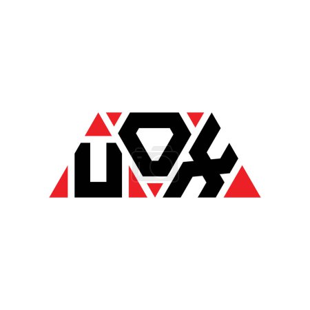 Illustration for UOX triangle letter logo design with triangle shape. UOX triangle logo design monogram. UOX triangle vector logo template with red color. UOX triangular logo Simple, Elegant, and Luxurious Logo. UOX - Royalty Free Image