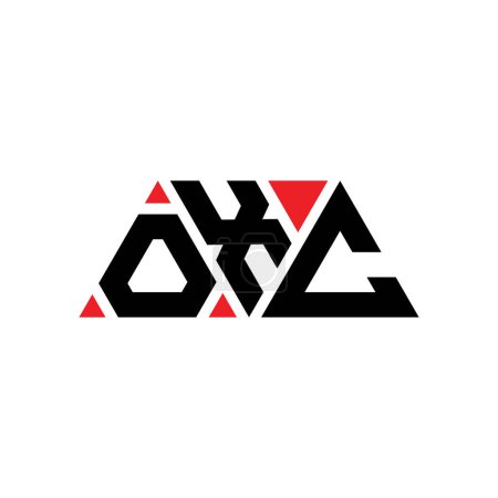 Ilustración de Diseño de logotipo de letra triangular OXC con forma de triángulo. Monograma de diseño del logotipo del triángulo OXC. Plantilla de logotipo de vector triangular OXC con color rojo. Logotipo triangular OXC Logotipo simple, elegante y lujoso. OXC - Imagen libre de derechos