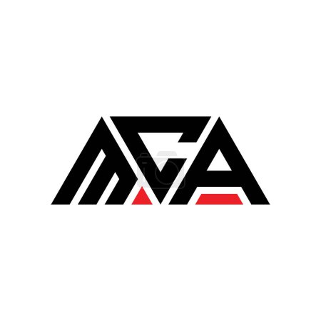 Ilustración de Diseño del logotipo de la letra del triángulo MCA con forma de triángulo. Monograma de diseño del logotipo del triángulo MCA. Plantilla de logotipo de vector de triángulo MCA con color rojo. Logo triangular MCA Logotipo simple, elegante y lujoso. MCA - Imagen libre de derechos