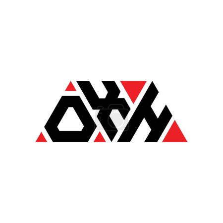 Illustration for OXH triangle letter logo design with triangle shape. OXH triangle logo design monogram. OXH triangle vector logo template with red color. OXH triangular logo Simple, Elegant, and Luxurious Logo. OXH - Royalty Free Image