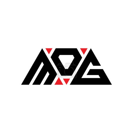 Illustration for MOG triangle letter logo design with triangle shape. MOG triangle logo design monogram. MOG triangle vector logo template with red color. MOG triangular logo Simple, Elegant, and Luxurious Logo. MOG - Royalty Free Image