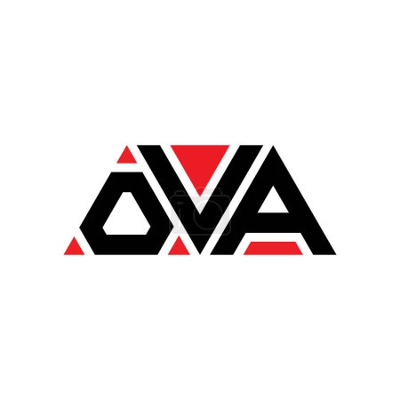 Ilustración de Diseño del logotipo de la letra del triángulo OVA con forma de triángulo. Diseño del logotipo del triángulo OVA monograma. Plantilla de logotipo de vector triangular OVA con color rojo. Logo triangular OVA Logotipo simple, elegante y lujoso. OVA - Imagen libre de derechos