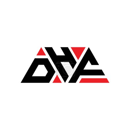 Ilustración de Diseño del logotipo de la letra del triángulo DHF con forma de triángulo. Diseño del logotipo del triángulo DHF monograma. Plantilla de logotipo de vector de triángulo DHF con color rojo. Logo triangular de DHF Logotipo simple, elegante y lujoso. DHF - Imagen libre de derechos