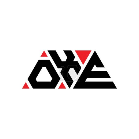 Illustration for OXE triangle letter logo design with triangle shape. OXE triangle logo design monogram. OXE triangle vector logo template with red color. OXE triangular logo Simple, Elegant, and Luxurious Logo. OXE - Royalty Free Image