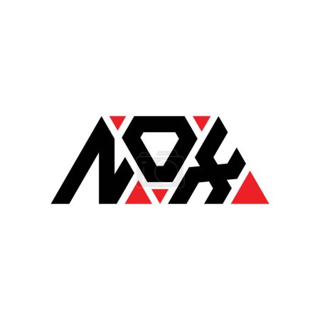 Illustration for NOX triangle letter logo design with triangle shape. NOX triangle logo design monogram. NOX triangle vector logo template with red color. NOX triangular logo Simple, Elegant, and Luxurious Logo. NOX - Royalty Free Image