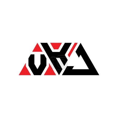 Ilustración de Diseño del logotipo de la letra del triángulo VKJ con forma de triángulo. Monograma de diseño del logotipo del triángulo VKJ. VKJ triángulo vector logotipo plantilla con color rojo. Logotipo triangular VKJ Logotipo simple, elegante y lujoso. VKJ - Imagen libre de derechos