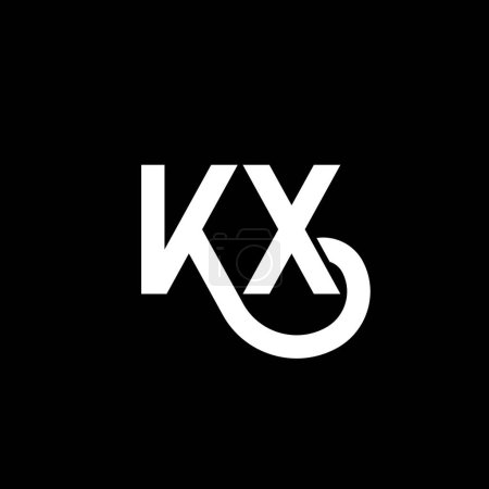 Téléchargez les illustrations : KX lettre logo design sur fond noir. KX initiales créatives lettre logo concept. conception de lettre kx. Modèle de lettre blanche KX sur fond noir. K X, k x logo - en licence libre de droit