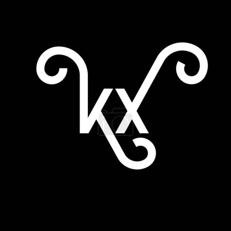 Illustration for KX letter logo design on black background. KX creative initials letter logo concept. kx letter design. KX white letter design on black background. K X, k x logo - Royalty Free Image