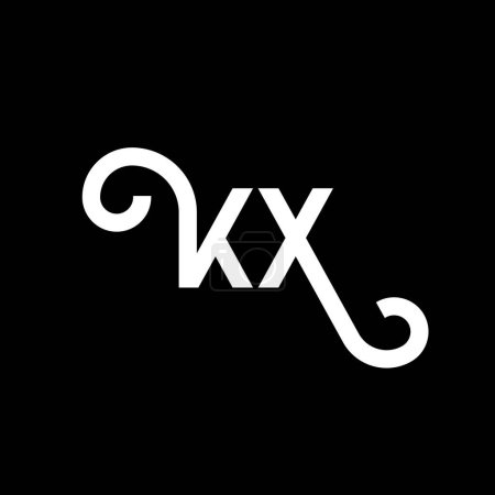 Ilustración de Diseño del logotipo de la letra KX sobre fondo negro. KX iniciales creativas letra logo concepto. Diseño de letras kx. Diseño de letra blanca KX sobre fondo negro. K X, k x logo - Imagen libre de derechos