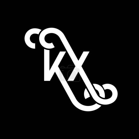 Illustration for KX letter logo design on black background. KX creative initials letter logo concept. kx letter design. KX white letter design on black background. K X, k x logo - Royalty Free Image