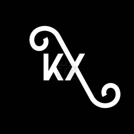 Téléchargez les illustrations : KX lettre logo design sur fond noir. KX initiales créatives lettre logo concept. conception de lettre kx. Modèle de lettre blanche KX sur fond noir. K X, k x logo - en licence libre de droit