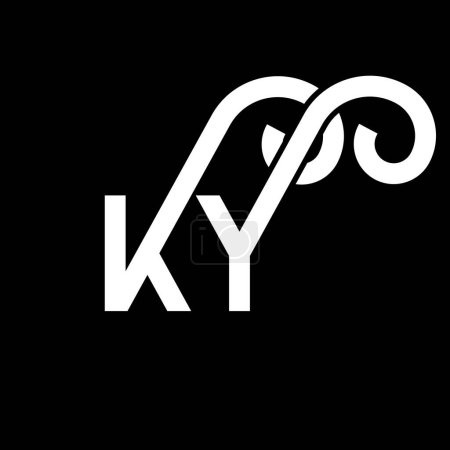 Illustration for KY letter logo design on black background. KY creative initials letter logo concept. ky letter design. KY white letter design on black background. K Y, k y logo - Royalty Free Image