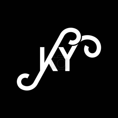 Illustration for KY letter logo design on black background. KY creative initials letter logo concept. ky letter design. KY white letter design on black background. K Y, k y logo - Royalty Free Image