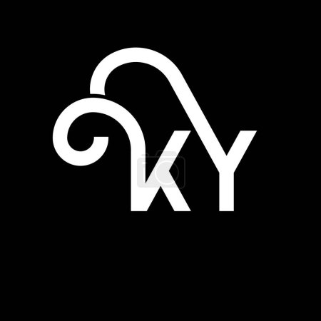 Ilustración de Diseño del logotipo de la letra KY sobre fondo negro. KY iniciales creativas letra logo concepto. Diseño de letras ky. Diseño de letra blanca KY sobre fondo negro. K Y, k y logo - Imagen libre de derechos
