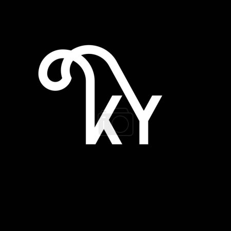 KY letter logo design on black background. KY creative initials letter logo concept. ky letter design. KY white letter design on black background. K Y, k y logo
