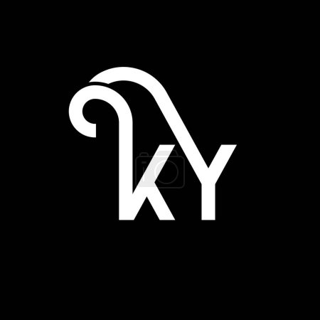 Ilustración de Diseño del logotipo de la letra KY sobre fondo negro. KY iniciales creativas letra logo concepto. Diseño de letras ky. Diseño de letra blanca KY sobre fondo negro. K Y, k y logo - Imagen libre de derechos