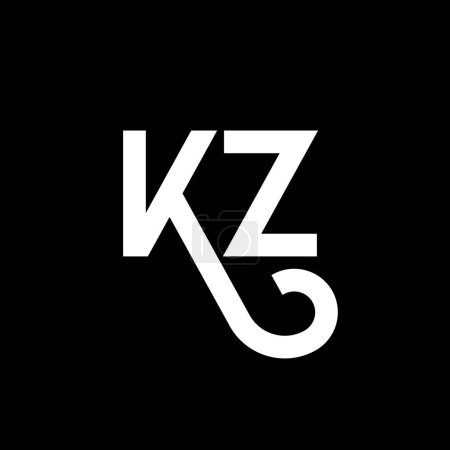 Ilustración de KZ Carta Diseño de Logo. Letras iniciales icono del logotipo de KZ. Carta abstracta KZ plantilla de diseño de logotipo minimalista. K Z vector de diseño de letras con colores negros. logo kz - Imagen libre de derechos