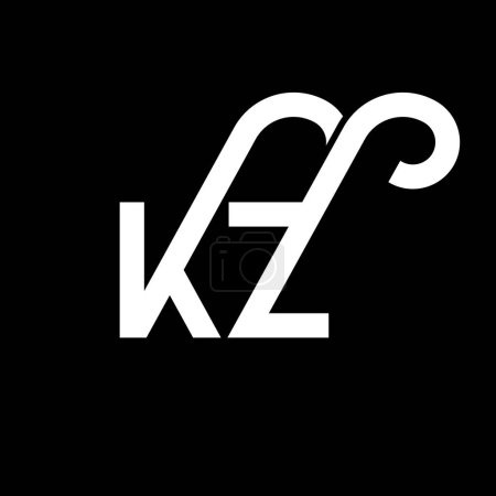 Ilustración de KZ Carta Diseño de Logo. Letras iniciales icono del logotipo de KZ. Carta abstracta KZ plantilla de diseño de logotipo minimalista. K Z vector de diseño de letras con colores negros. logo kz - Imagen libre de derechos