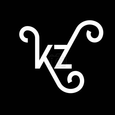 Téléchargez les illustrations : Lettre KZ Logo Design. Lettres initiales icône du logo KZ. Modèle de conception de logo minime KZ lettre abstraite. K Z vecteur de conception de lettre avec des couleurs noires. logo kz - en licence libre de droit