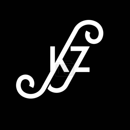 Illustration for KZ Letter Logo Design. Initial letters KZ logo icon. Abstract letter KZ minimal logo design template. K Z letter design vector with black colors. kz logo - Royalty Free Image