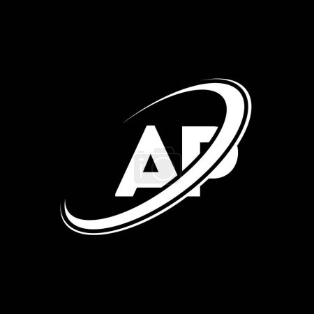 Illustration for AP A P letter logo design. Initial letter AP linked circle uppercase monogram logo red and blue. AP logo, A P design. ap, a p, A&P - Royalty Free Image