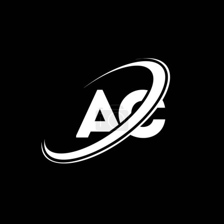 Ilustración de Diseño del logotipo de la letra AC A C. Letra inicial AC círculo vinculado en mayúsculas logotipo monograma rojo y azul. Logo AC, diseño A C. ac, a c - Imagen libre de derechos