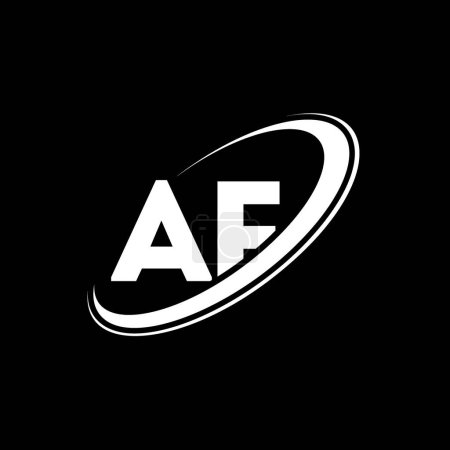 Ilustración de AF A F diseño del logotipo de la letra. Letra inicial AF círculo vinculado en mayúsculas logotipo monograma rojo y azul. Logo AF, diseño A F. af, a f - Imagen libre de derechos