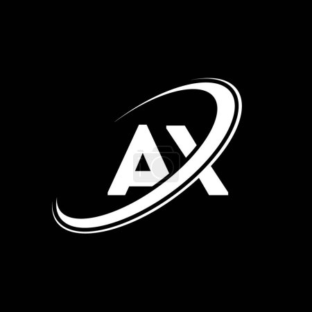 Téléchargez les illustrations : AX A X lettre logo design. Lettre initiale AX cercle lié en majuscule logo monogramme rouge et bleu. Logo AX, design A X. ax, un x - en licence libre de droit