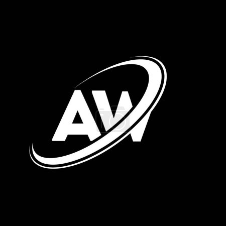 Ilustración de Diseño del logotipo de una letra W. Letra inicial AW círculo vinculado en mayúsculas logotipo monograma rojo y azul. Logotipo AW, diseño A W. aw, a w - Imagen libre de derechos