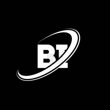 Illustration for BI B I letter logo design. Initial letter BI linked circle uppercase monogram logo red and blue. BI logo, B I design. bi, b i - Royalty Free Image
