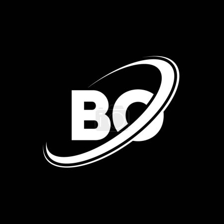 Ilustración de Diseño del logotipo de la letra BO B O. Letra inicial BO círculo vinculado en mayúsculas logotipo del monograma rojo y azul. Logotipo BO, diseño B O. bo, b o, B & O - Imagen libre de derechos
