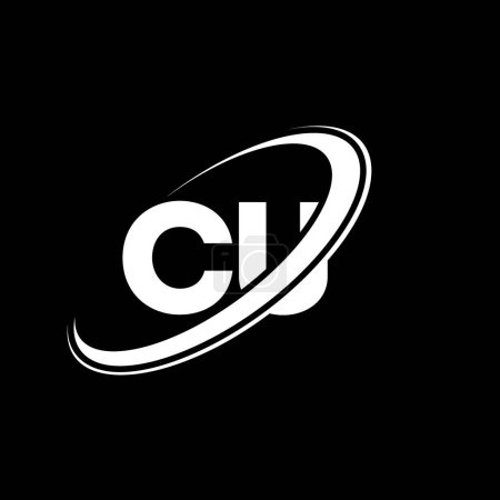 Illustration for CU C U letter logo design. Initial letter CU linked circle uppercase monogram logo red and blue. CU logo, C U design. cu, c u - Royalty Free Image