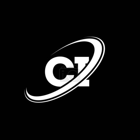 Ilustración de Diseño del logotipo de la letra CI C I. Letra inicial CI círculo vinculado en mayúsculas logotipo del monograma rojo y azul. Logo CI, diseño C I. ci, c i - Imagen libre de derechos