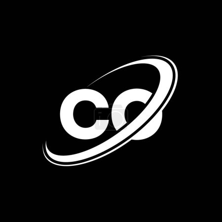 Ilustración de Diseño del logotipo de la letra CO C O. Letra inicial CO círculo vinculado en mayúsculas logotipo del monograma rojo y azul. Logotipo CO, diseño C O. co, c o, C & O - Imagen libre de derechos
