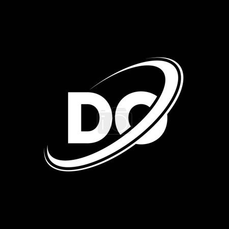 Ilustración de DO D O diseño del logotipo de la letra. Letra inicial HACER círculo vinculado en mayúsculas logotipo del monograma rojo y azul. Logotipo DO, diseño D O. do, d o, D & O - Imagen libre de derechos