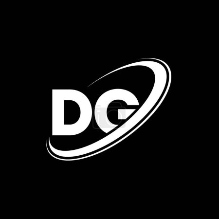 Ilustración de Diseño del logotipo de la DG D G. Letra inicial DG círculo vinculado en mayúsculas monograma logotipo rojo y azul. Logotipo de la DG, diseño D G. dg, d g - Imagen libre de derechos