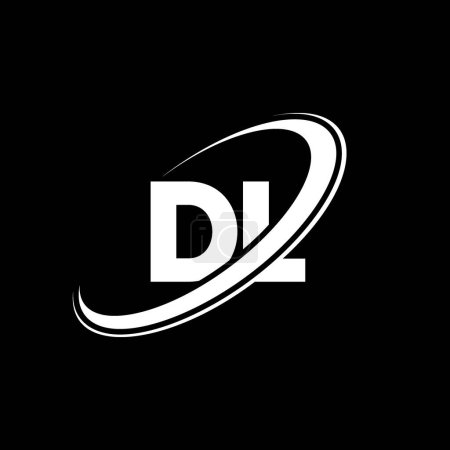 Ilustración de Diseño del logotipo de la letra DL D L. Letra inicial DL círculo vinculado en mayúsculas logotipo monograma rojo y azul. Logotipo DL, diseño D L. dl, d l - Imagen libre de derechos