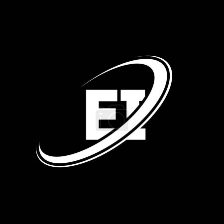 Téléchargez les illustrations : EI E I lettre logo design. Lettre initiale Logo du monogramme en majuscule lié au cercle EI rouge et bleu. Logo EI, design E I. ei, e i - en licence libre de droit