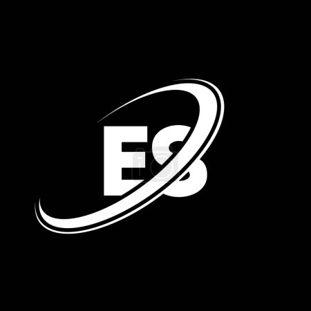 Illustration for ES E S letter logo design. Initial letter ES linked circle uppercase monogram logo red and blue. ES logo, E S design. es, e s - Royalty Free Image