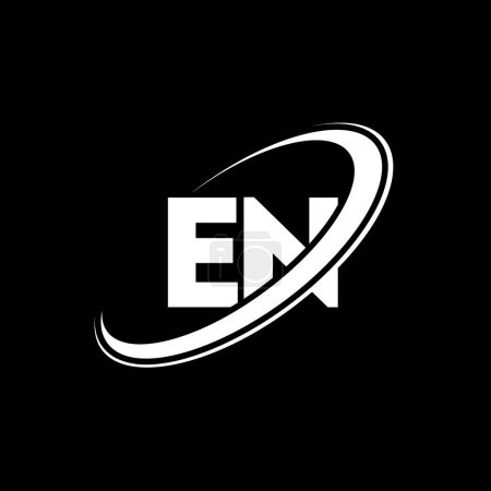 Illustration for EN E N letter logo design. Initial letter EN linked circle uppercase monogram logo red and blue. EN logo, E N design. en, e n - Royalty Free Image