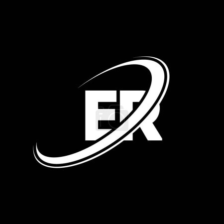 Illustration for ER E R letter logo design. Initial letter ER linked circle uppercase monogram logo red and blue. ER logo, E R design. er, e r - Royalty Free Image