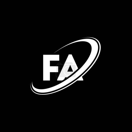 Ilustración de FA F Diseño del logotipo de una letra. Letra inicial FA círculo vinculado en mayúsculas logotipo del monograma rojo y azul. Logo FA, diseño F A. fa, f a - Imagen libre de derechos