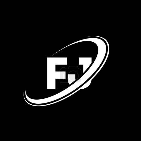 Ilustración de Diseño del logotipo de la letra FJ F J. Letra inicial FJ círculo vinculado en mayúsculas logotipo monograma rojo y azul. Logo de FJ, diseño de F J. fj, f j - Imagen libre de derechos