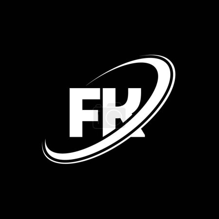 Illustration for FK F K letter logo design. Initial letter FK linked circle uppercase monogram logo red and blue. FK logo, F K design. fk, f k - Royalty Free Image
