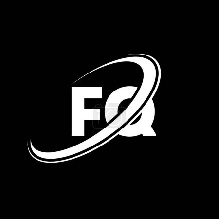 Ilustración de Diseño del logotipo de la letra FQ F Q. Letra inicial FQ círculo vinculado en mayúsculas logotipo monograma rojo y azul. Logo de FQ, diseño de F Q. fq, f q, F & Q - Imagen libre de derechos