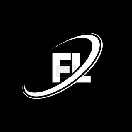 Illustration for FL F L letter logo design. Initial letter FL linked circle uppercase monogram logo red and blue. FL logo, F L design. fl, f l - Royalty Free Image